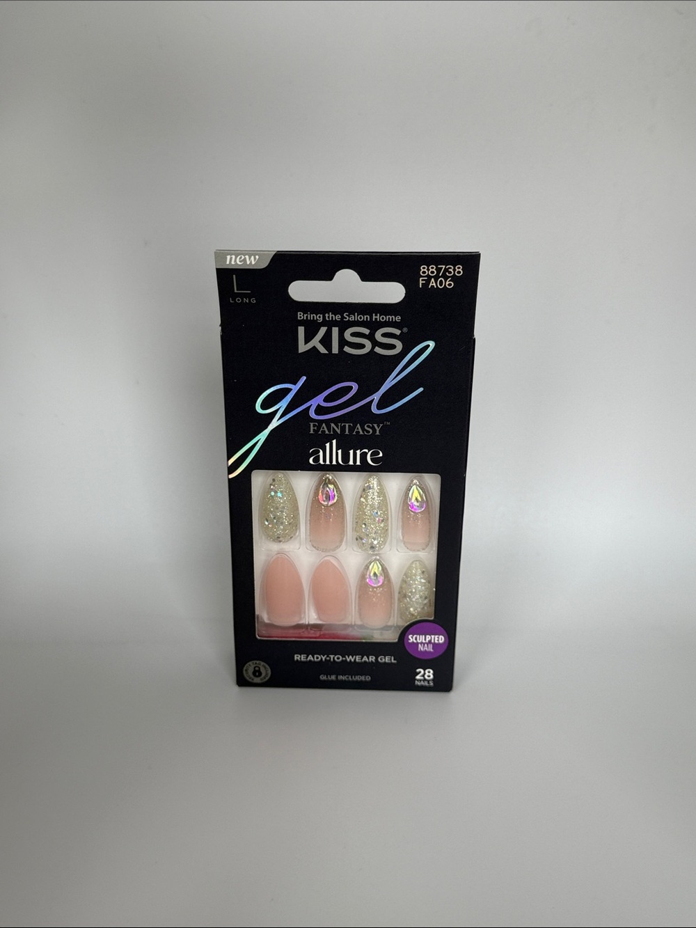 KISS Gel Fantasy Allure Press-On Nails in Nude, Gold & Iridescent BNIB